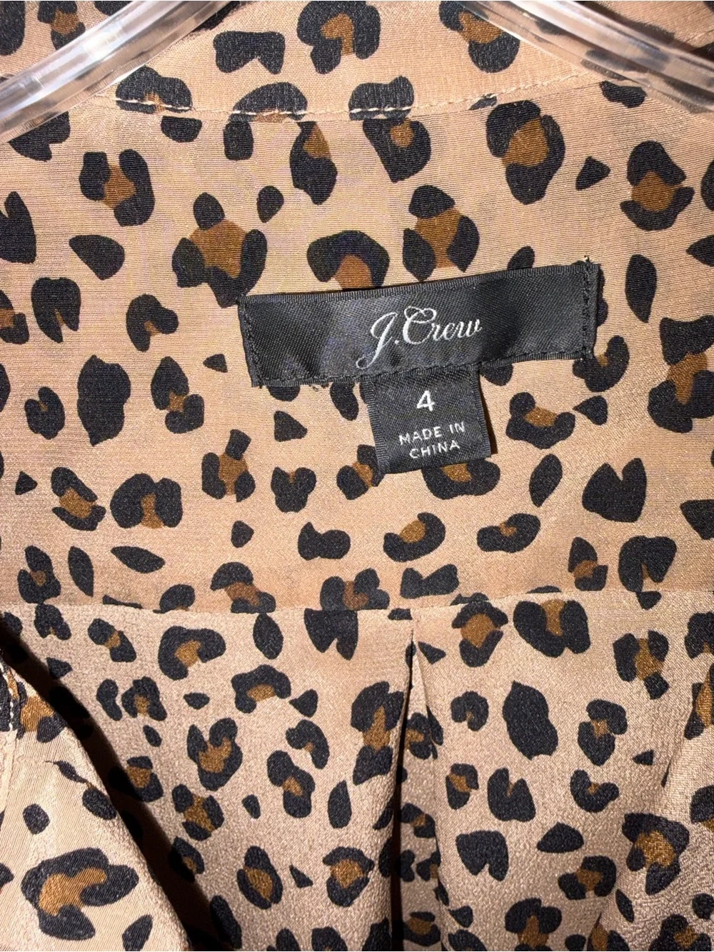 Leopard Print Button-Up Shirt - Tan and Black
